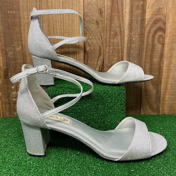 Touch Ups Shoes - Touch Ups Jackie Ankle Strap Block Heels Shoes Silver Buckle Womens SZ 11